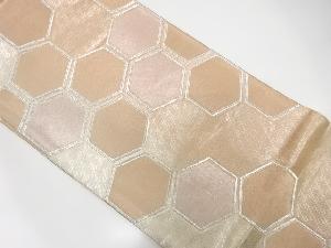 アンティーク　亀甲繋ぎ模様織り出し袋帯(着用可)